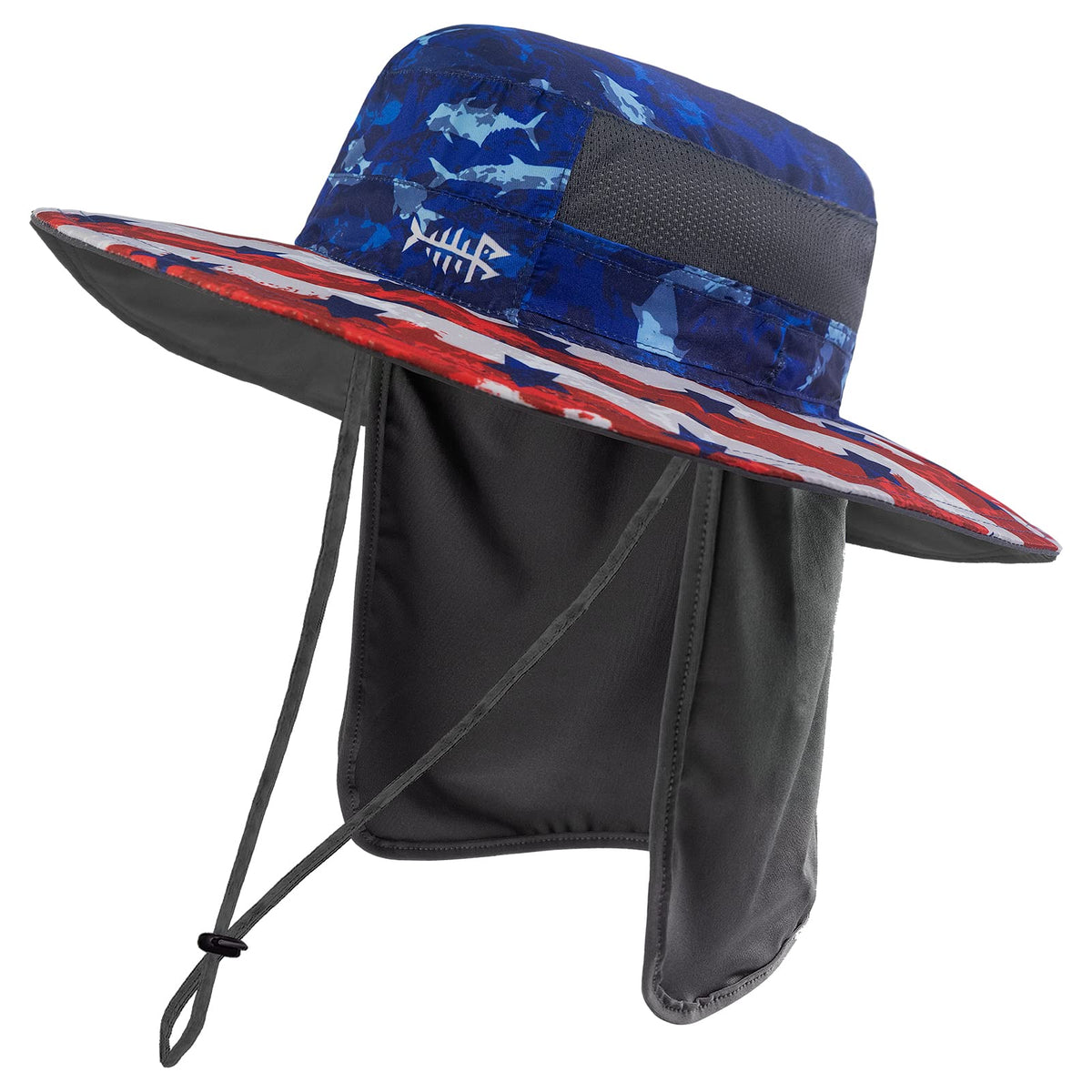 BASSDASH UPF 50+ Sun Fishing Hat Water Resistant with Detachable Neck Flap