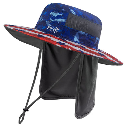BASSDASH UPF 50+ Sun Fishing Hat Water Resistant with Detachable Neck Flap