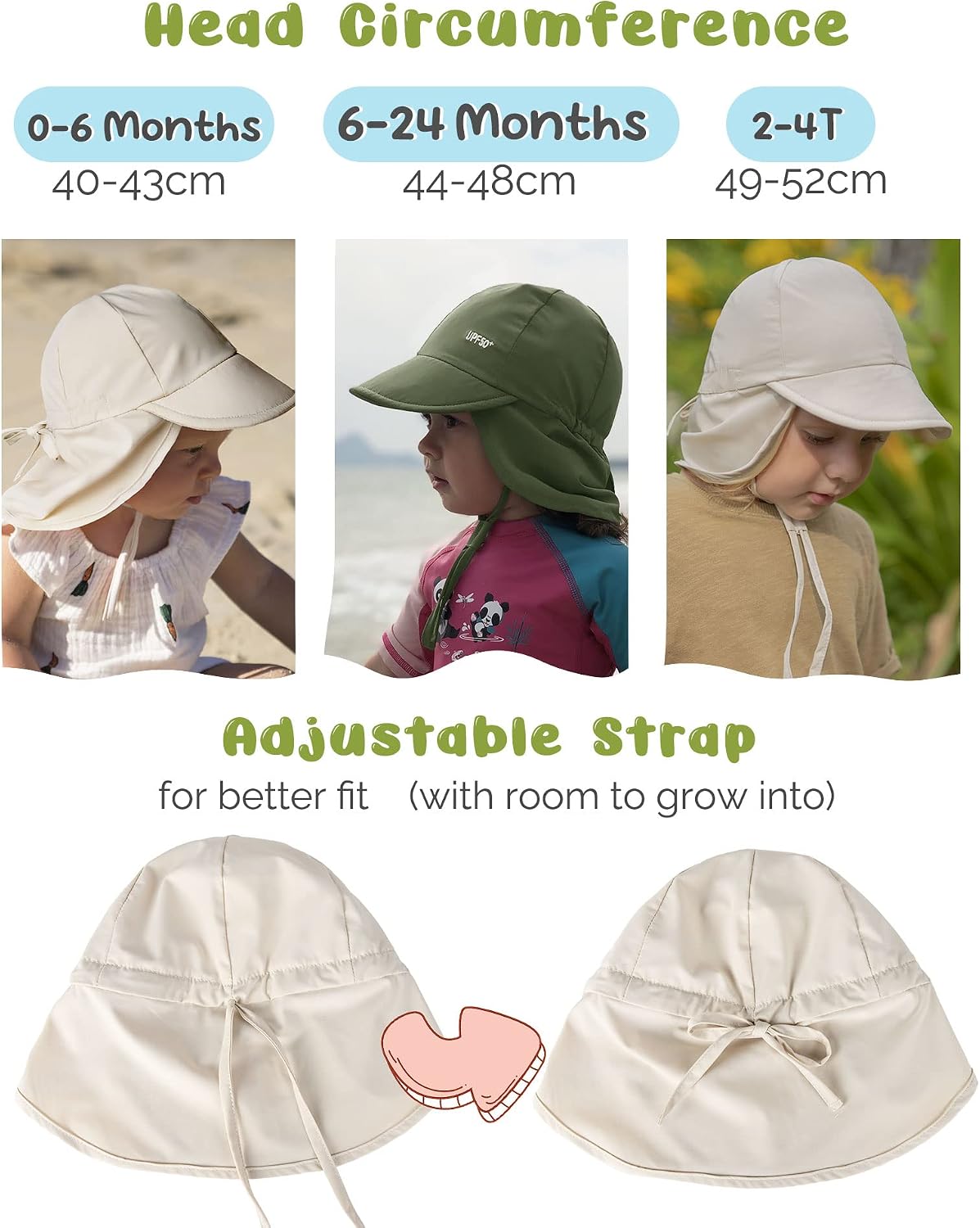 FURTALK Baby Sun Hat with Neck Flap UPF 50+ Toddler Quick Dry Swim Hat