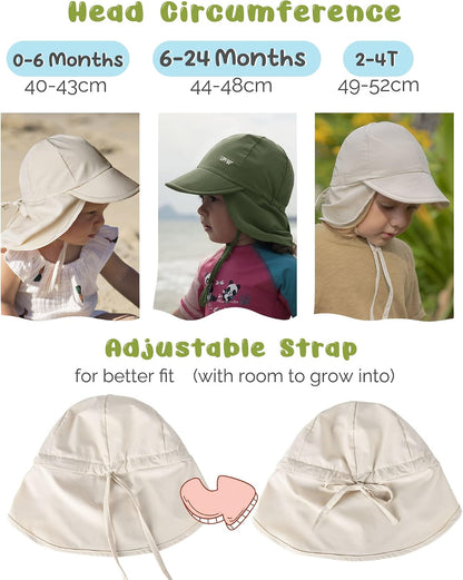 FURTALK Baby Sun Hat with Neck Flap UPF 50+ Toddler Quick Dry Swim Hat