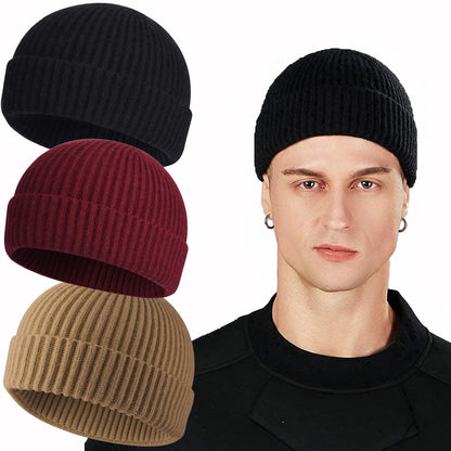 ROYBENS Swag Wool Knit Cuff Short Fisherman Beanie for Men Women Winter Hat