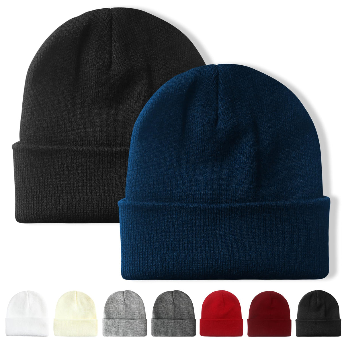 NPQQUAN 2 Packs Beanie for Men Women Winter Hats for Mens Beanie Skull Cap