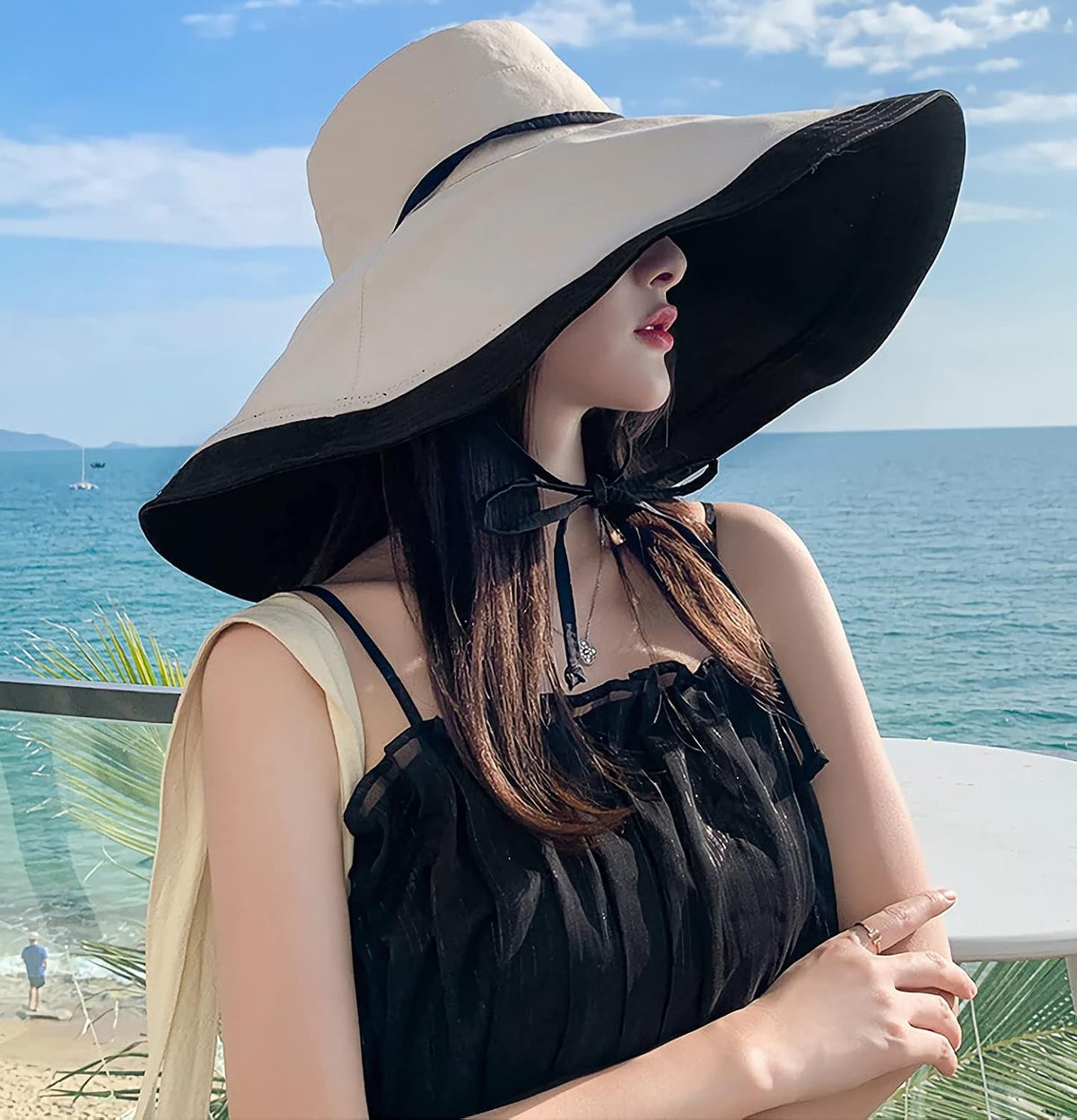 HUAMULAN Women Summer Vacation Wide Brim Sun Hat Reversible Fishing Hats
