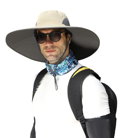 Leotruny Men Wide Brim Sun Hats UPF50+ Waterproof Breathable Bucket Hat