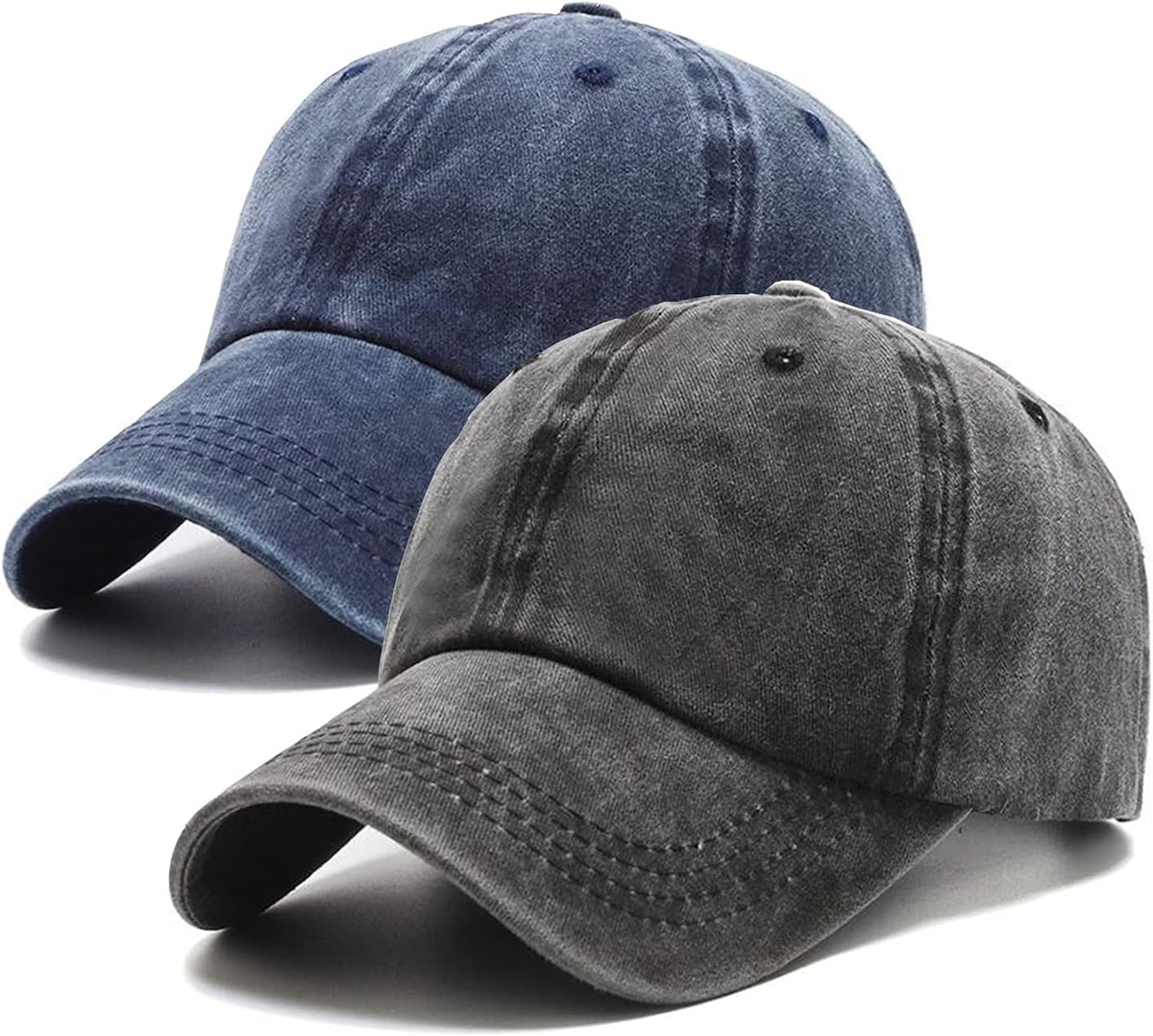PFFY 2 Packs Vintage Washed Distressed Baseball Cap Dad Hat for Men Women