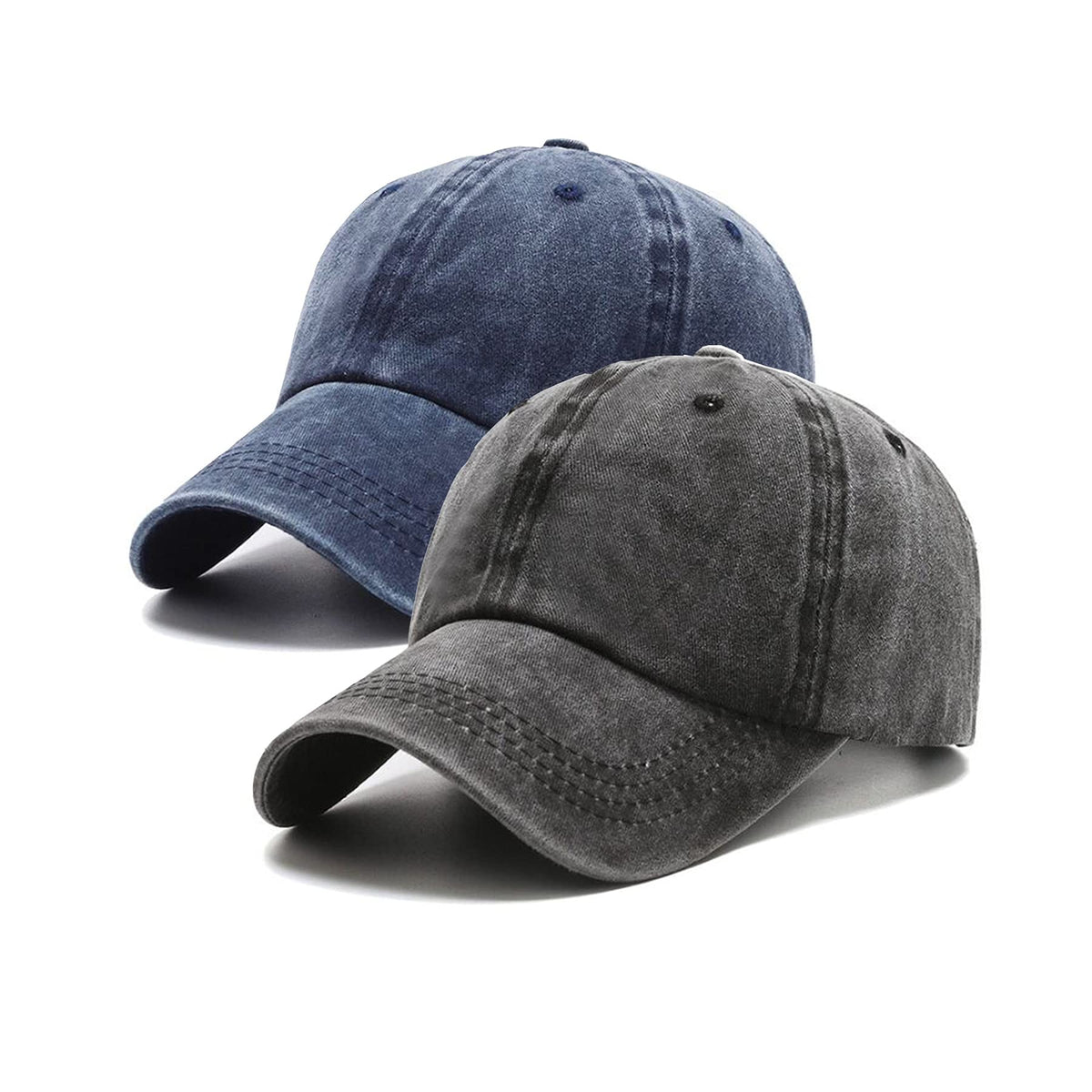 PFFY 2 Packs Vintage Washed Distressed Baseball Cap Dad Hat for Men Women