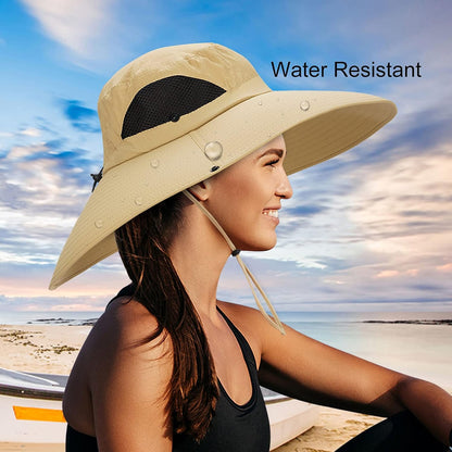 Leotruny Women Super Wide Brim Sun Hat UPF50+ Waterproof Bucket Hat