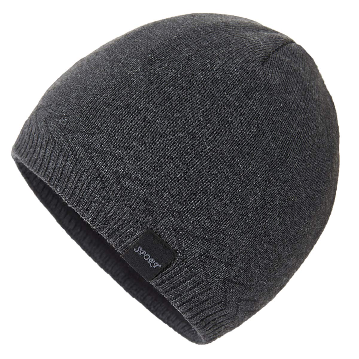 Mens Winter Warm Knitting Hats Plain Skull Beanie Cuff Toboggan Knit Cap