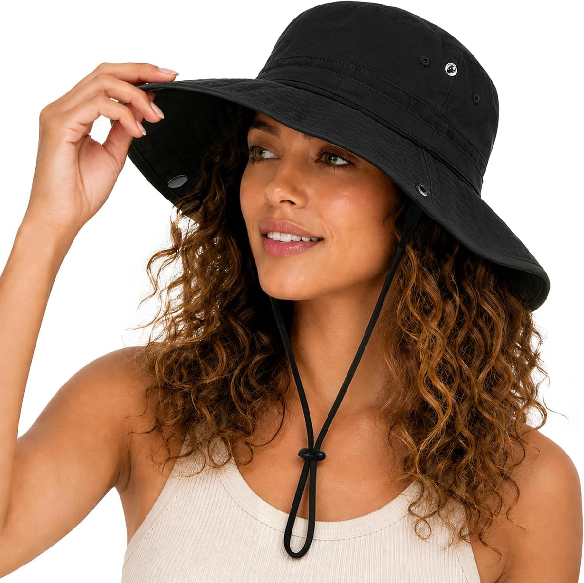 Womens Satin Lined Sun Hat UV Protection Washed Cotton Sun Hat with Satin Lining for Outdoor Beach Travel Hiking