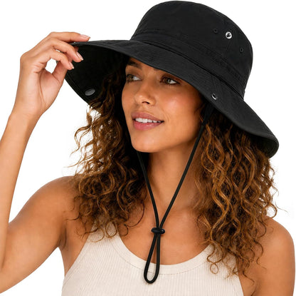 Womens Satin Lined Sun Hat UV Protection Washed Cotton Sun Hat with Satin Lining for Outdoor Beach Travel Hiking