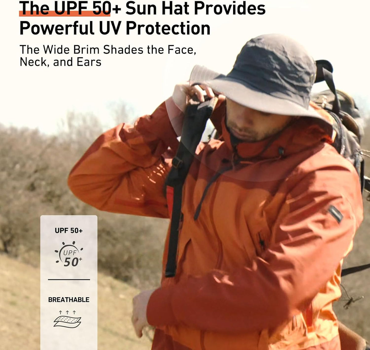 Comhats Waterproof UPF 50+ Wide Brim Sun Hat for Men Big Heads Oversized