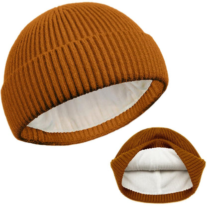 ROYBENS Swag Wool Knit Cuff Short Fisherman Beanie for Men Women Winter Hat