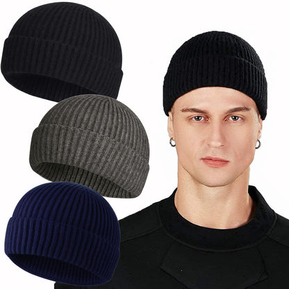ROYBENS Swag Wool Knit Cuff Short Fisherman Beanie for Men Women Winter Hat
