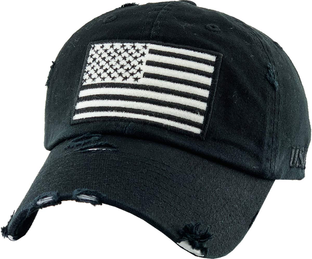 KBETHOS Flag USA America Military Thin Blue Line Thin Red Line Vintage Distressed Baseball Cap Dad Hat Unisex Adjustable…