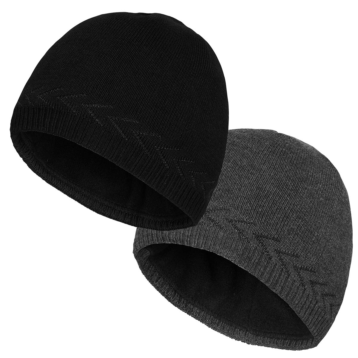 Mens Winter Warm Knitting Hats Plain Skull Beanie Cuff Toboggan Knit Cap