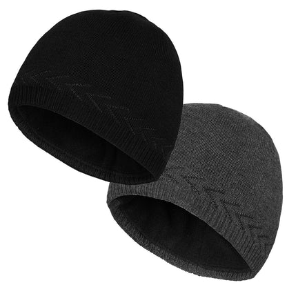 Mens Winter Warm Knitting Hats Plain Skull Beanie Cuff Toboggan Knit Cap