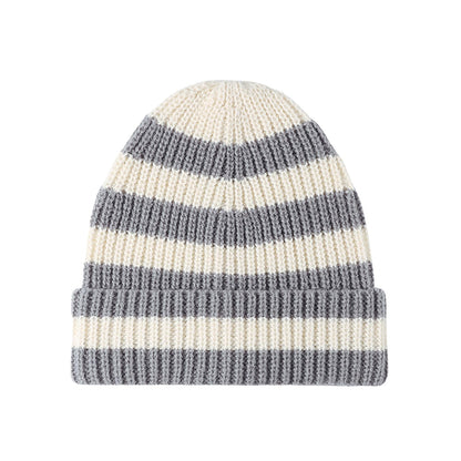 CORIRESHA Unisex Fashion Striped Beanie Cuffed Winter Warm Cozy Chunky Rib Knit Hat