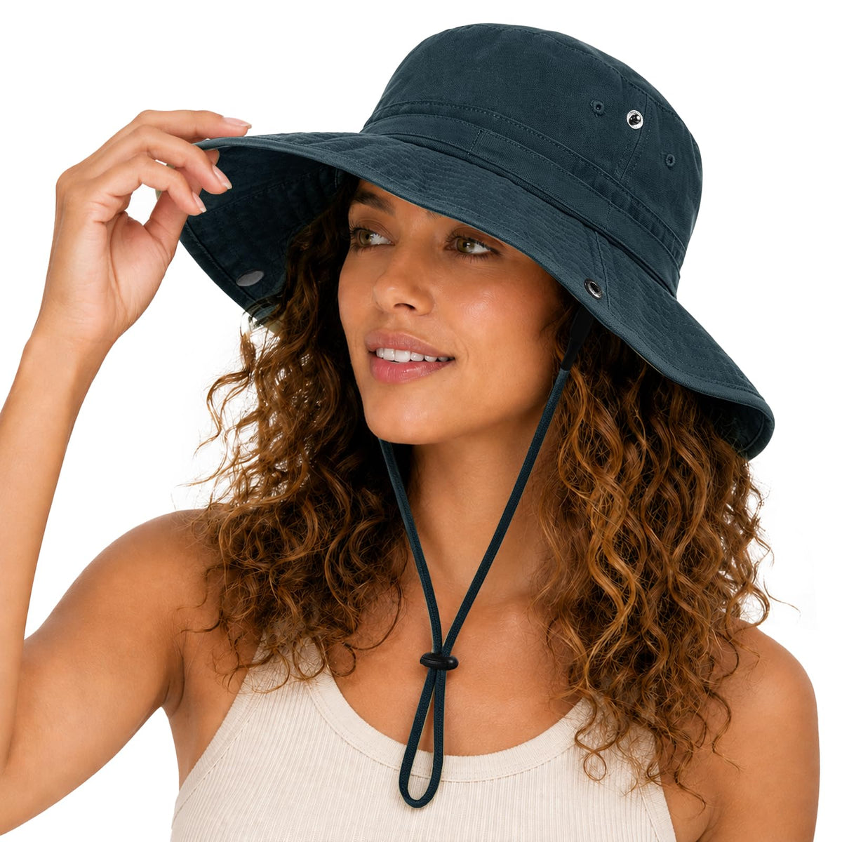 Womens Satin Lined Sun Hat UV Protection Washed Cotton Sun Hat with Satin Lining for Outdoor Beach Travel Hiking
