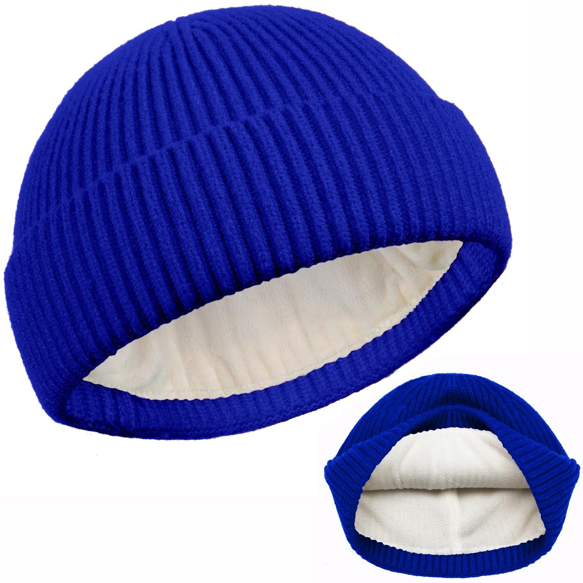 ROYBENS Swag Wool Knit Cuff Short Fisherman Beanie for Men Women Winter Hat