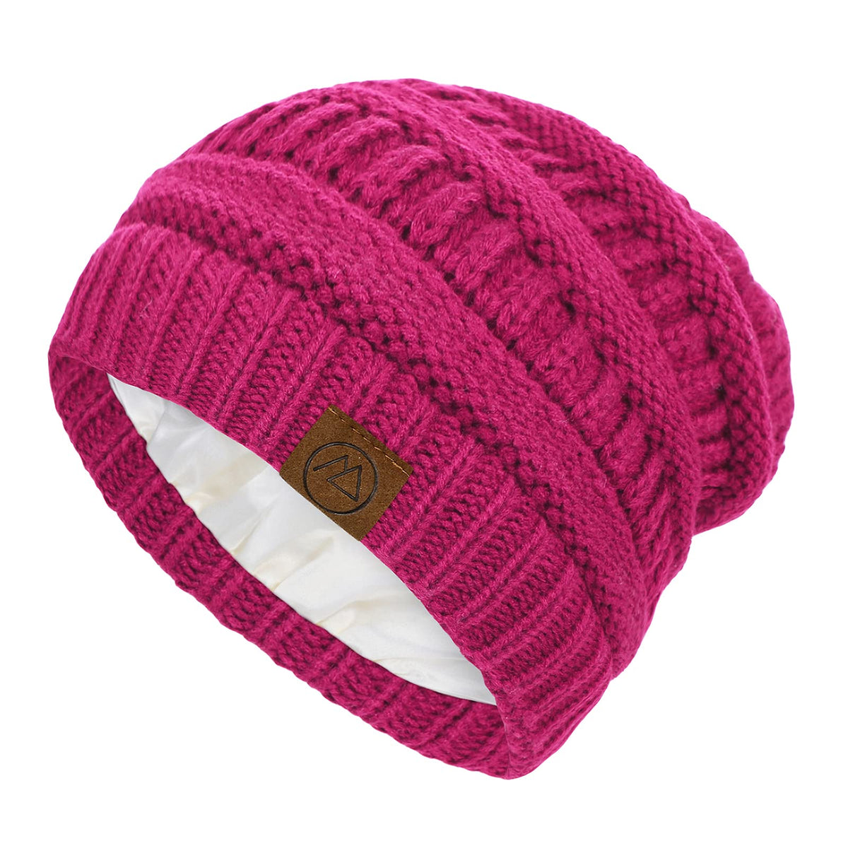Beanies Women Satin Lined Beanie Winter Hats for Women Silk Lined Slouchy Beanie for Winter Warm Knit Cuffed Beanie Hat