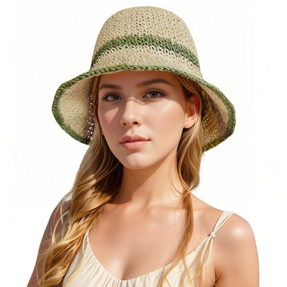 Floppy Big Beach Straw Hats for Women Foldable Summer Wide Brim Packable Sun Hat Womens Travel Straw Fedora Hat