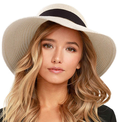 FURTALK Womens Beach Sun Straw Hat Wide Brim UV Protection Travel Hat