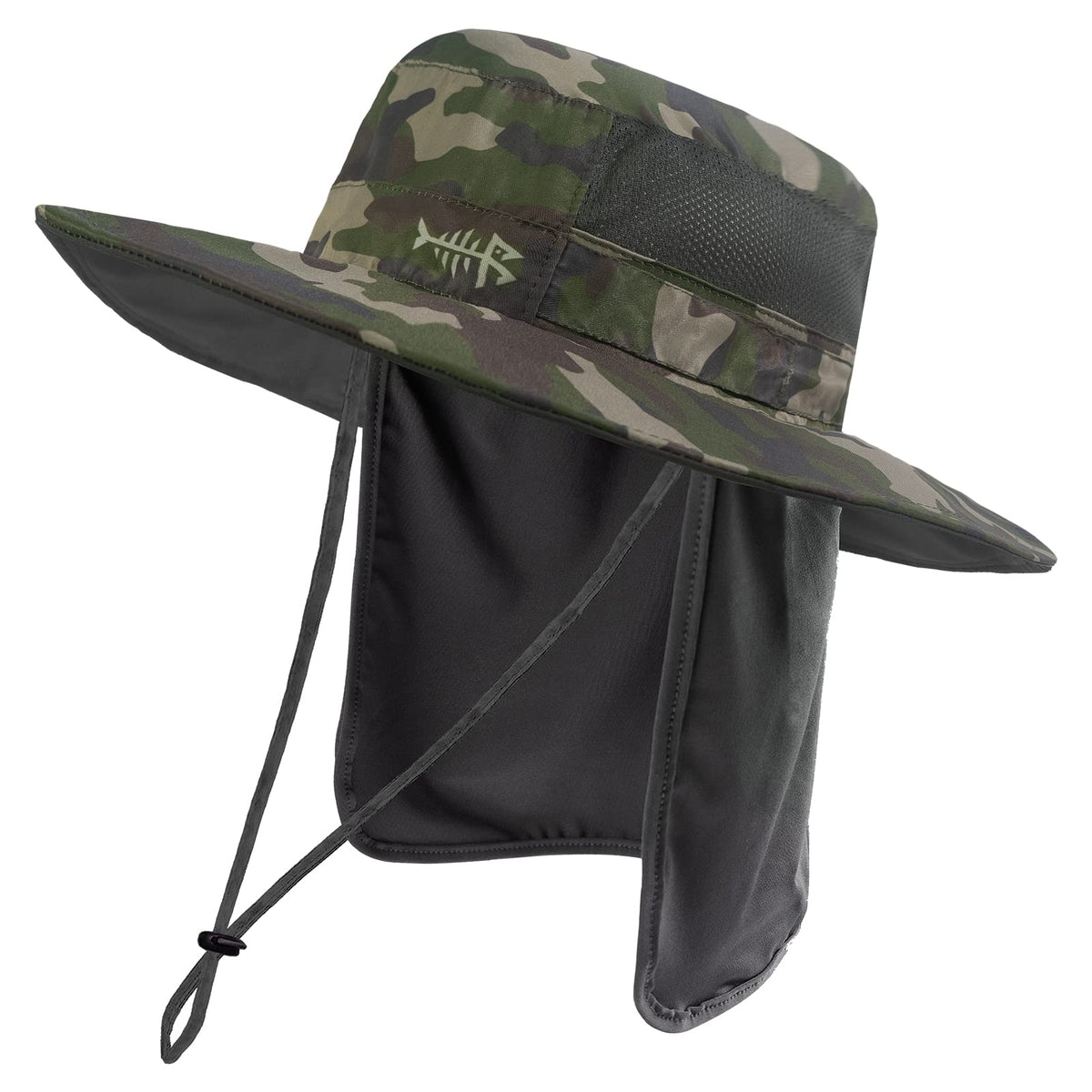 BASSDASH UPF 50+ Sun Fishing Hat Water Resistant with Detachable Neck Flap