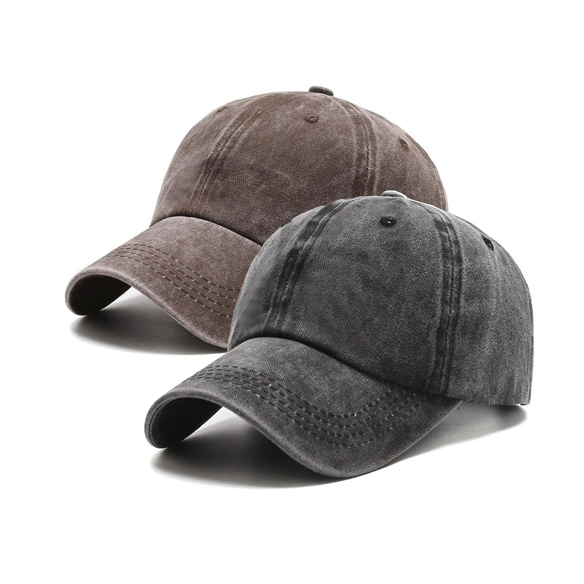 PFFY 2 Packs Vintage Washed Distressed Baseball Cap Dad Hat for Men Women