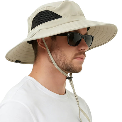 Wide Brim Sun Bucket Hat, Waterproof Boonie Hat for Men & Women