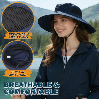 Wide Brim Sun Bucket Hat, Waterproof Boonie Hat for Men & Women