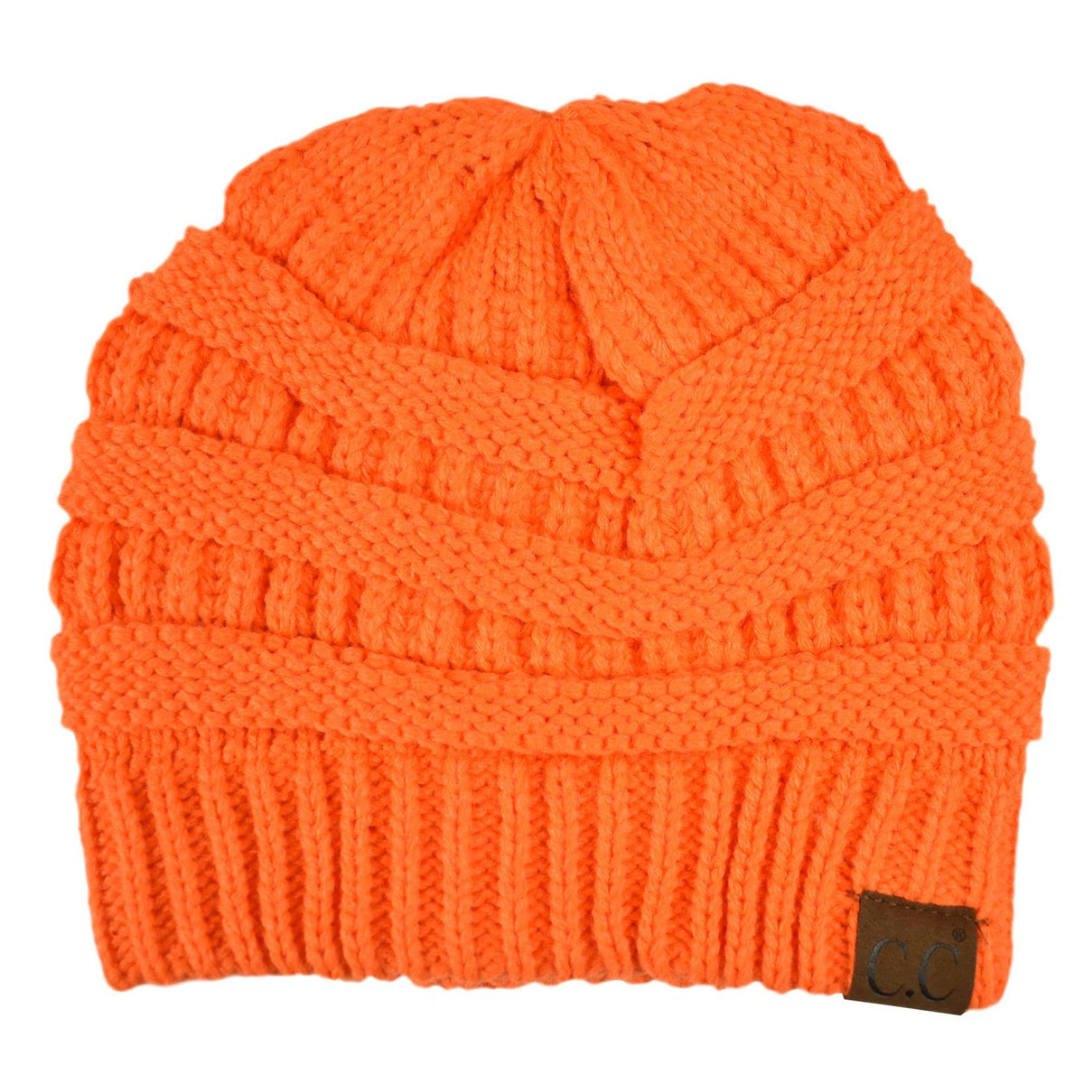 C.C Unisex Chunky Soft Stretch Cable Knit Warm Fuzzy Lined Skully Beanie