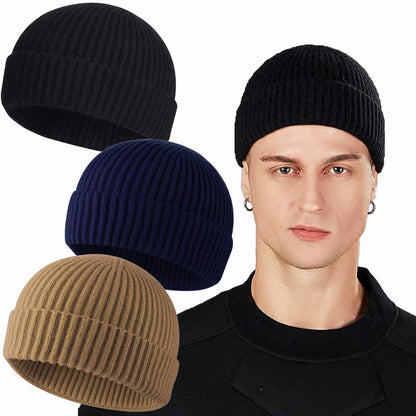 ROYBENS Swag Wool Knit Cuff Short Fisherman Beanie for Men Women Winter Hat