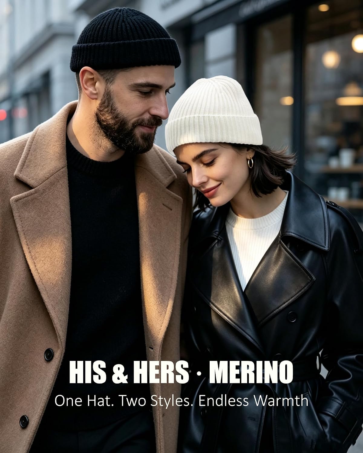 100% Merino Wool Fisherman Beanies for Men Winter Beanie Skull Cap