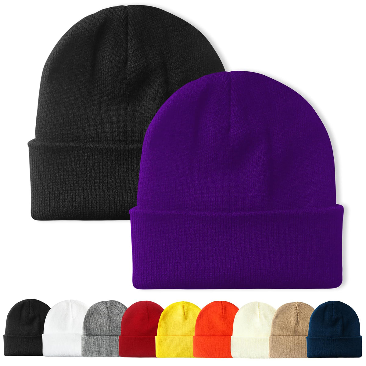 PFFY Unisex Beanie Hats for Men Women Plain Knit Winter Beanies Warm Hat