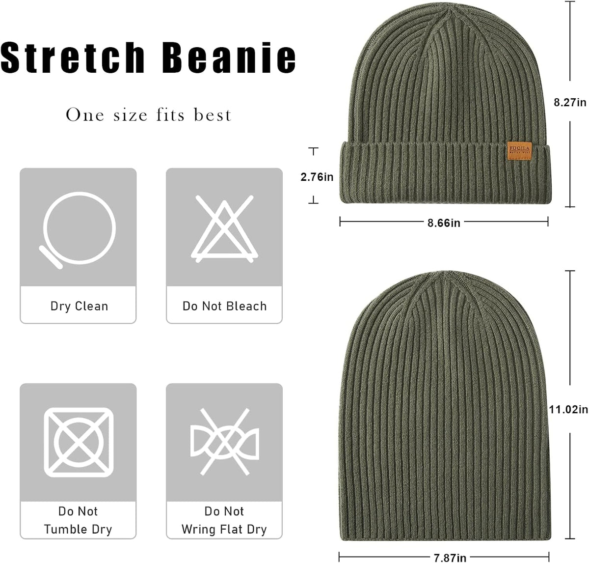 100% Merino Wool Cuff Beanie Hat, Unisex Warm Winter Caps Soft, Breathable & Cozy Stretchy Knitted Cuffed Cap