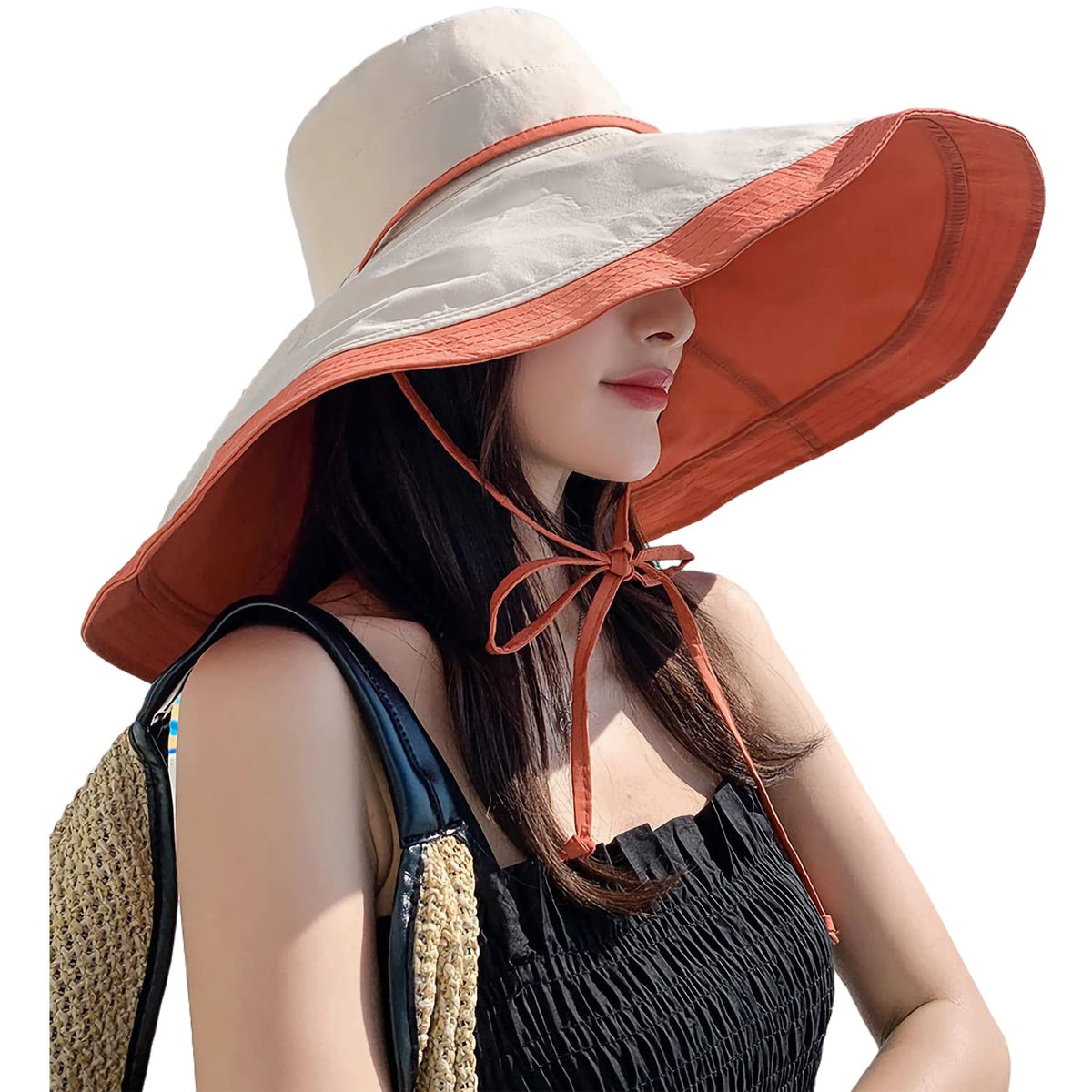 HUAMULAN Women Summer Vacation Wide Brim Sun Hat Reversible Fishing Hats
