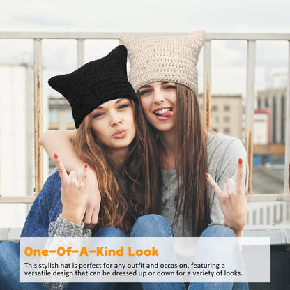 Women Beanie Warm Winter Hats, Soft Knit Lazy Beanie for Women, Women Cat Beanie，Women Fox hat, Slouchy Beanies for Women