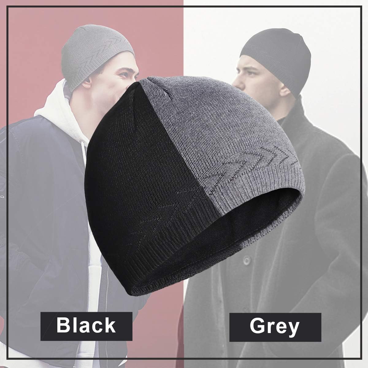 Mens Winter Warm Knitting Hats Plain Skull Beanie Cuff Toboggan Knit Cap