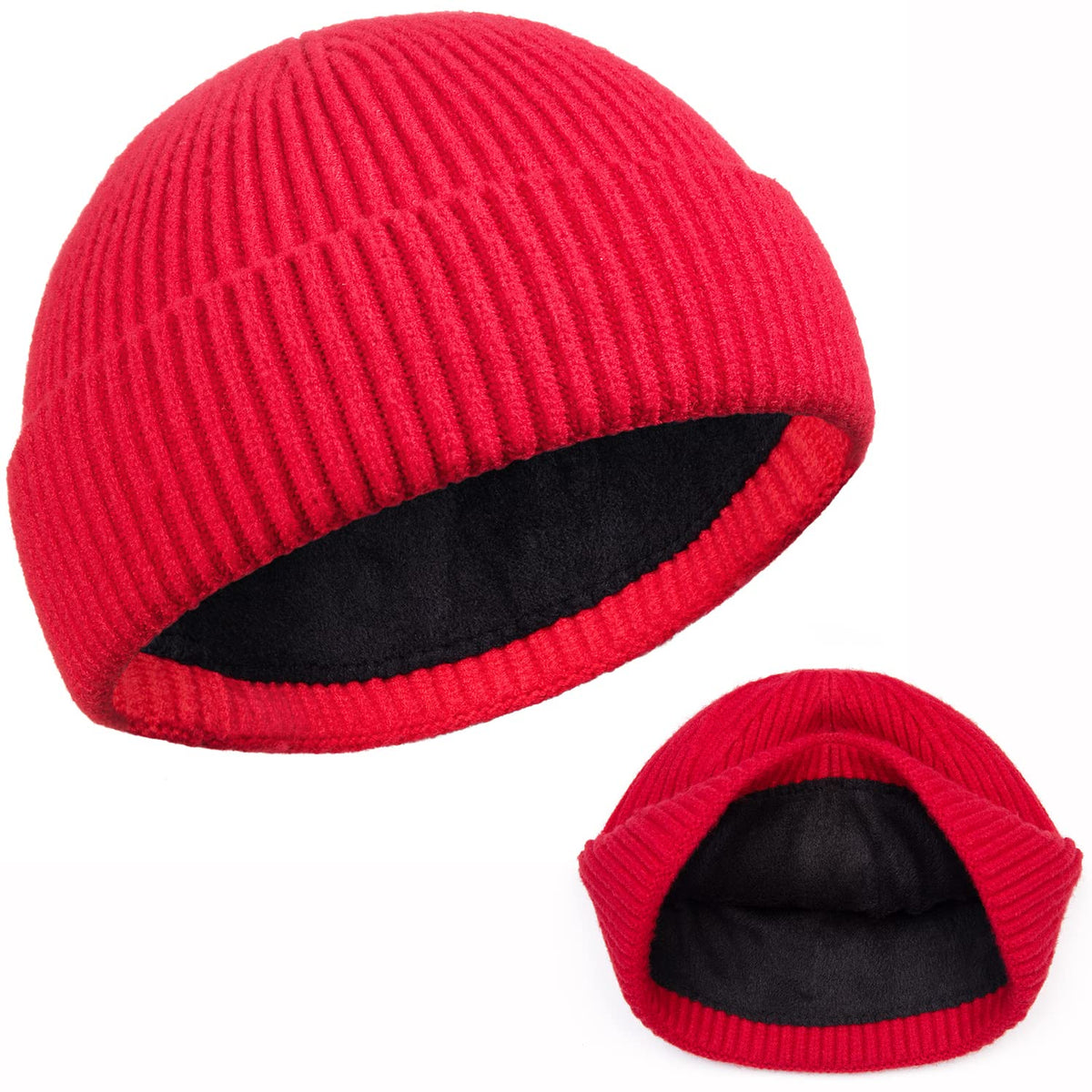 ROYBENS Swag Wool Knit Cuff Short Fisherman Beanie for Men Women Winter Hat