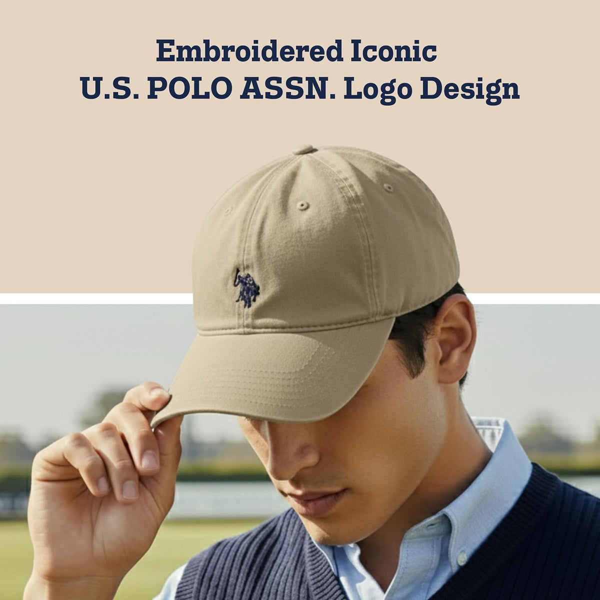 U.S. Polo Assn. Baseball Cap, 100% Cotton Adjustable Dad Hat with Small Pony Logo