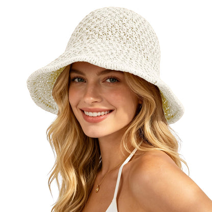 Sun Hat for Women Summer Straw Beach Hats Bucket Hat Floppy Crochet Hat