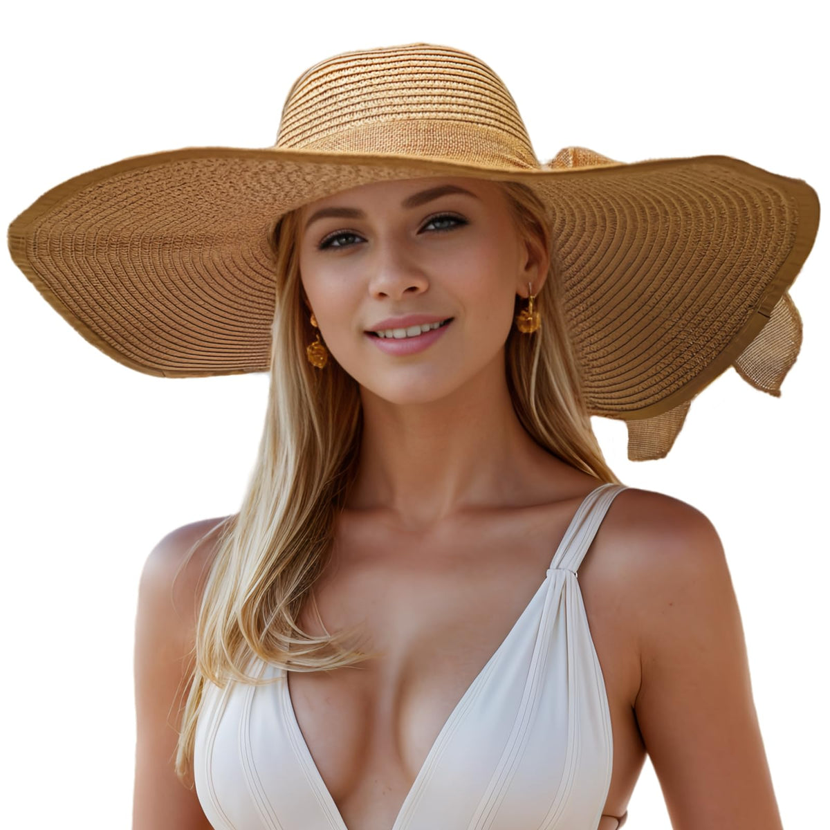 Floppy Big Beach Straw Hats for Women Foldable Summer Wide Brim Packable Sun Hat Womens Travel Straw Fedora Hat