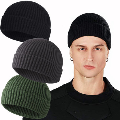 ROYBENS Swag Wool Knit Cuff Short Fisherman Beanie for Men Women Winter Hat