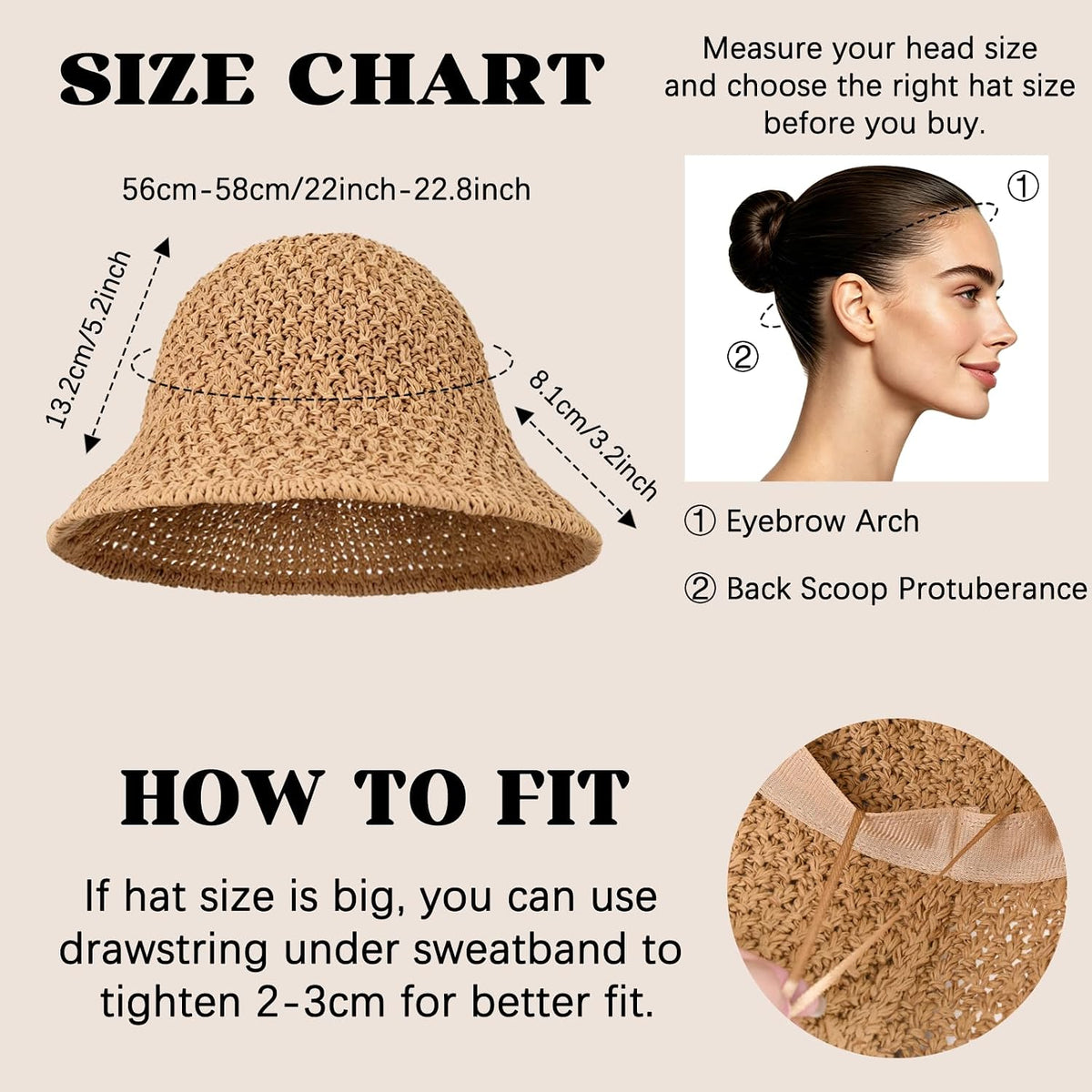 Sun Hat for Women Summer Straw Beach Hats Bucket Hat Floppy Crochet Hat