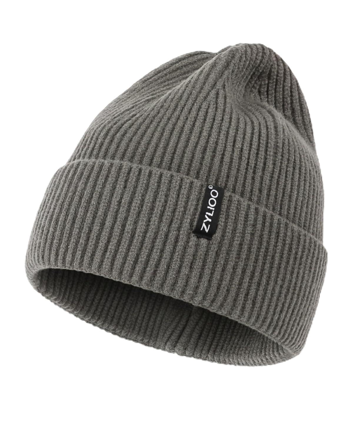 Zylioo XXL Beanie for Men,Big Head Winter Knit Hat,Stretch Warm Skull Cap