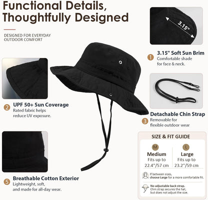Womens Satin Lined Sun Hat UV Protection Washed Cotton Sun Hat with Satin Lining for Outdoor Beach Travel Hiking