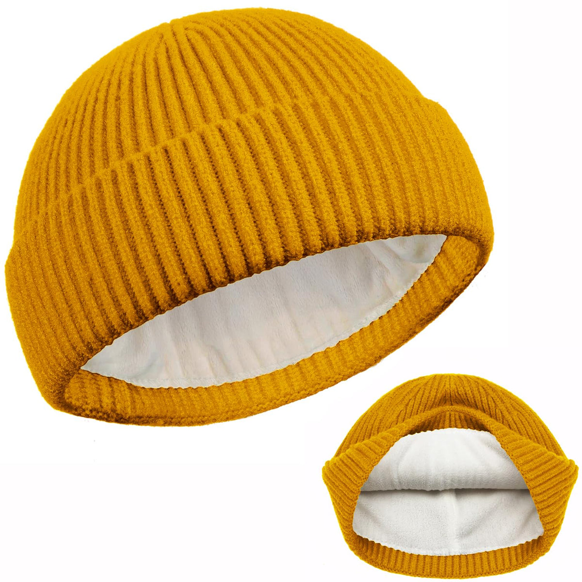 ROYBENS Swag Wool Knit Cuff Short Fisherman Beanie for Men Women Winter Hat