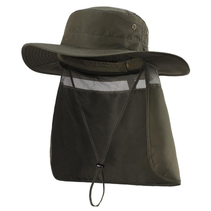 Home Prefer UPF50 Mens Sun Hat with Neck Flap Quick Dry UV Protection Cap Womens Wide Brim Fishing Hat Neck Flap Beach Garden