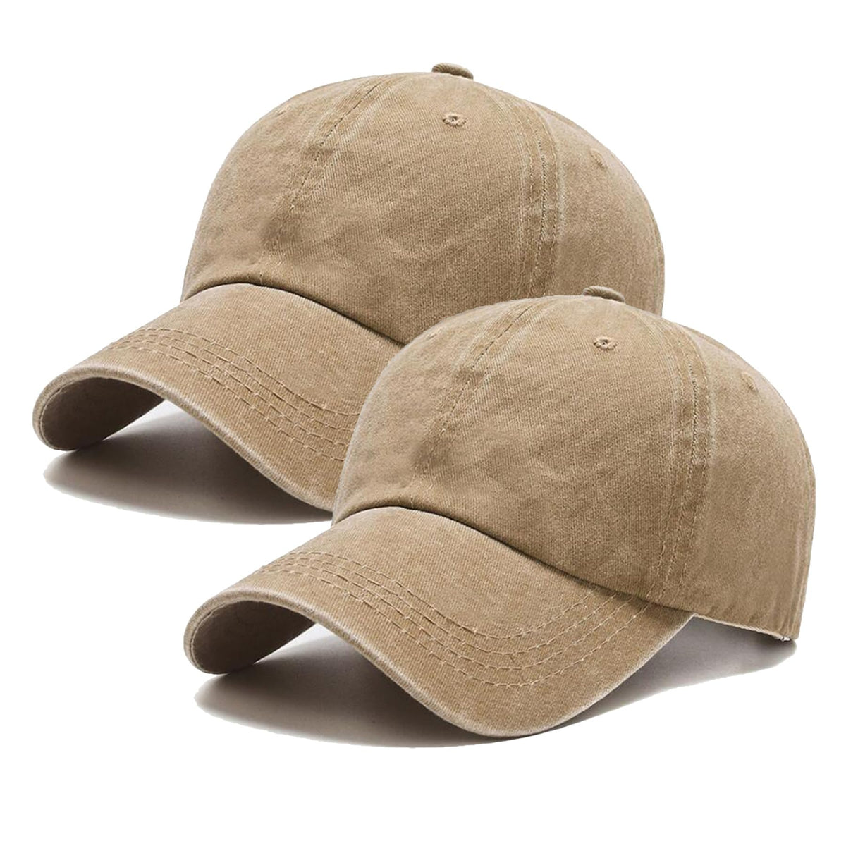 PFFY 2 Packs Vintage Washed Distressed Baseball Cap Dad Hat for Men Women