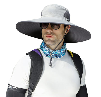 Leotruny Men Wide Brim Sun Hats UPF50+ Waterproof Breathable Bucket Hat